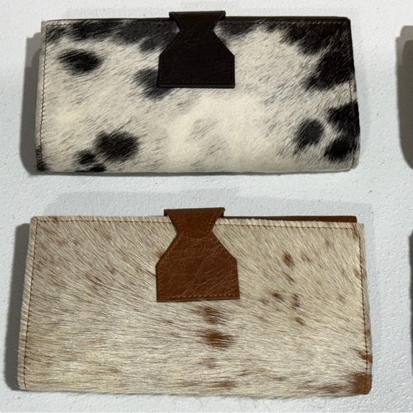 Lot Of 4 Women Western Style Cowhide Leather Clutch Hair On Leather Wallet -New - Picture 15 of 15